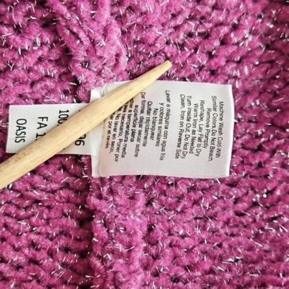 Venus Cold Shoulder Sweater Women's Size 1x Purple Metallic Thread Chunky Y2K - Picture 16 of 16